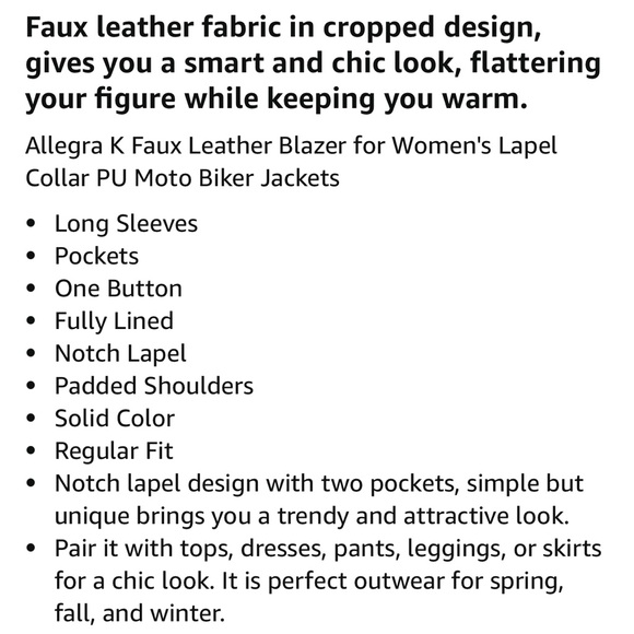 Faux Leather Blazer - Black - Picture 11 of 12